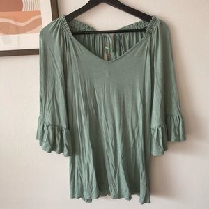 NWT Flare Sleeve Ruffle Top!